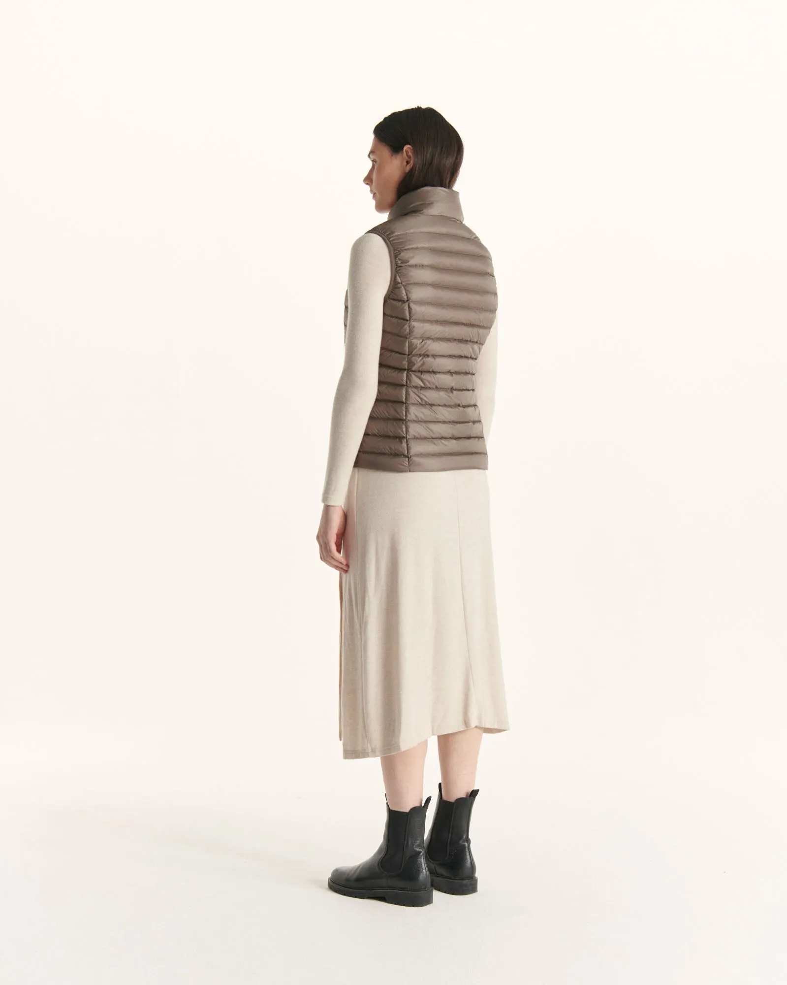 Light sleeveless down jacket Taupe Seda