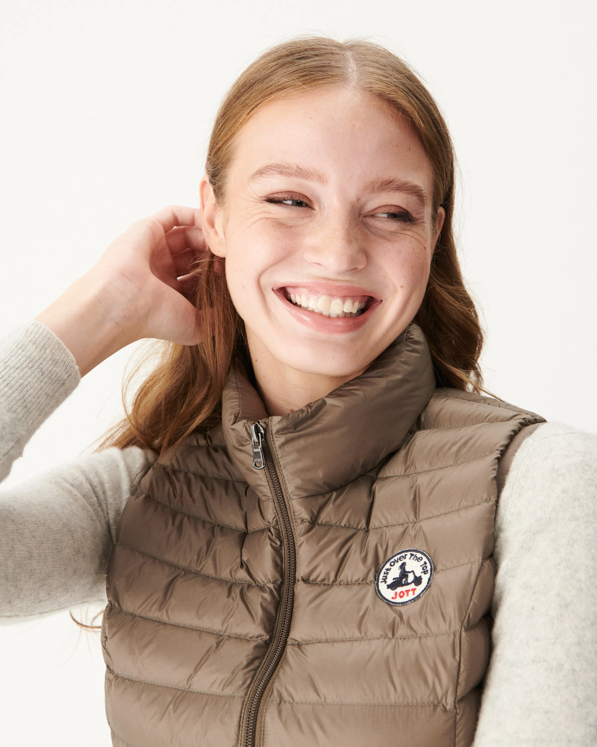 Light sleeveless down jacket Taupe Seda