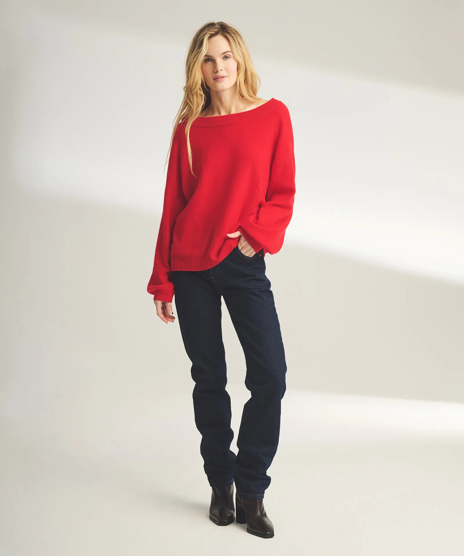 Lightweight Reversible Cashmere Wide Neck Sweater