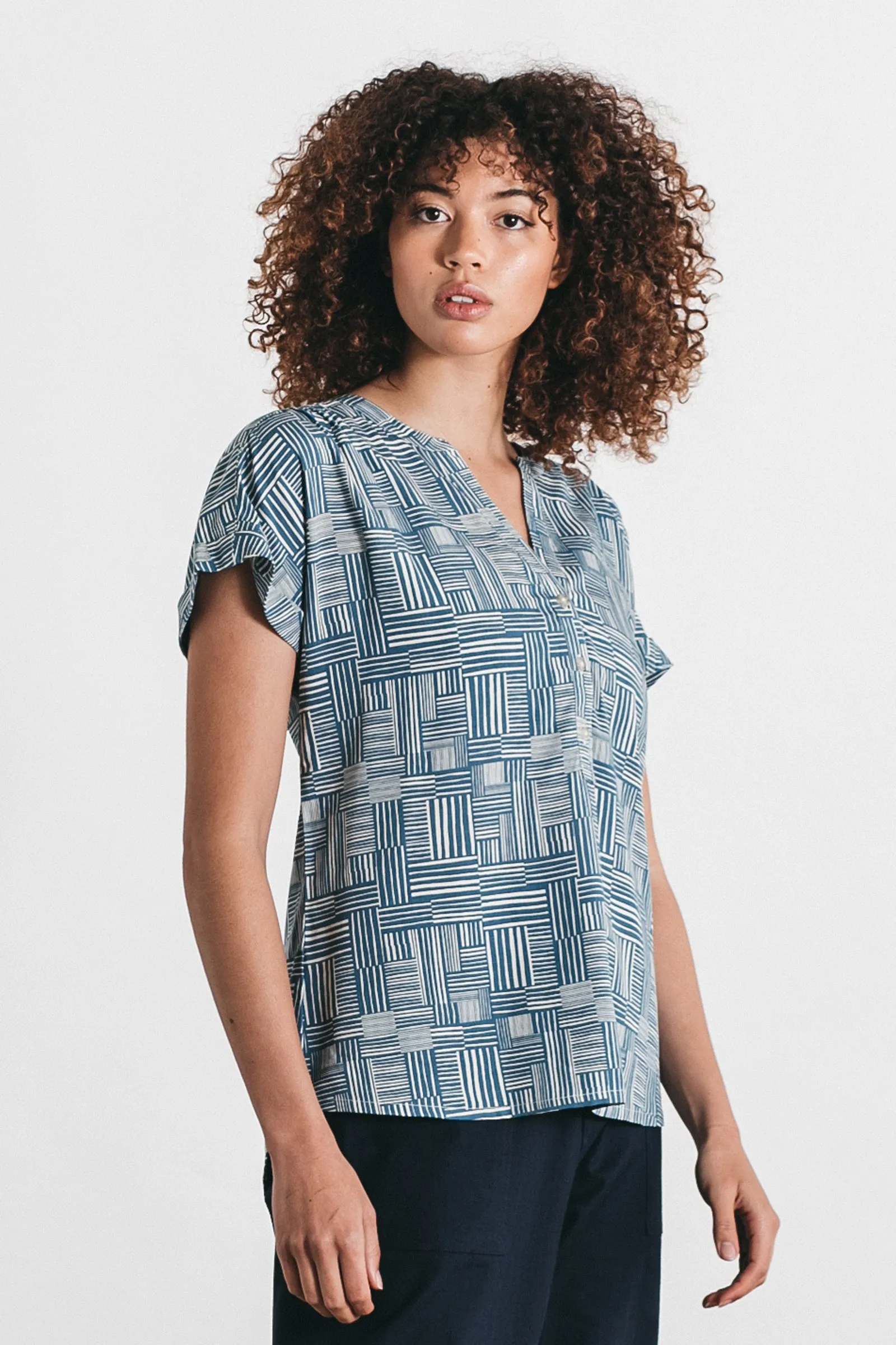 Lorre Blouse / Patchwork Print