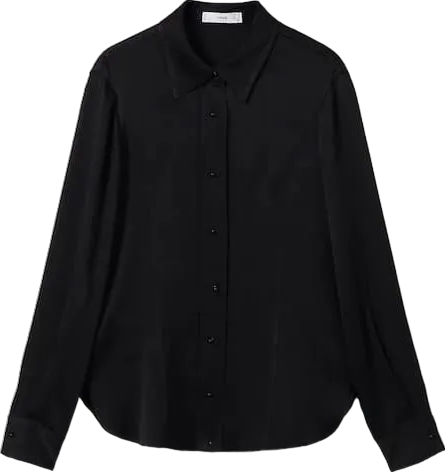 MANGO Black Satin Finish Flowy Shirt BNWT UK 10