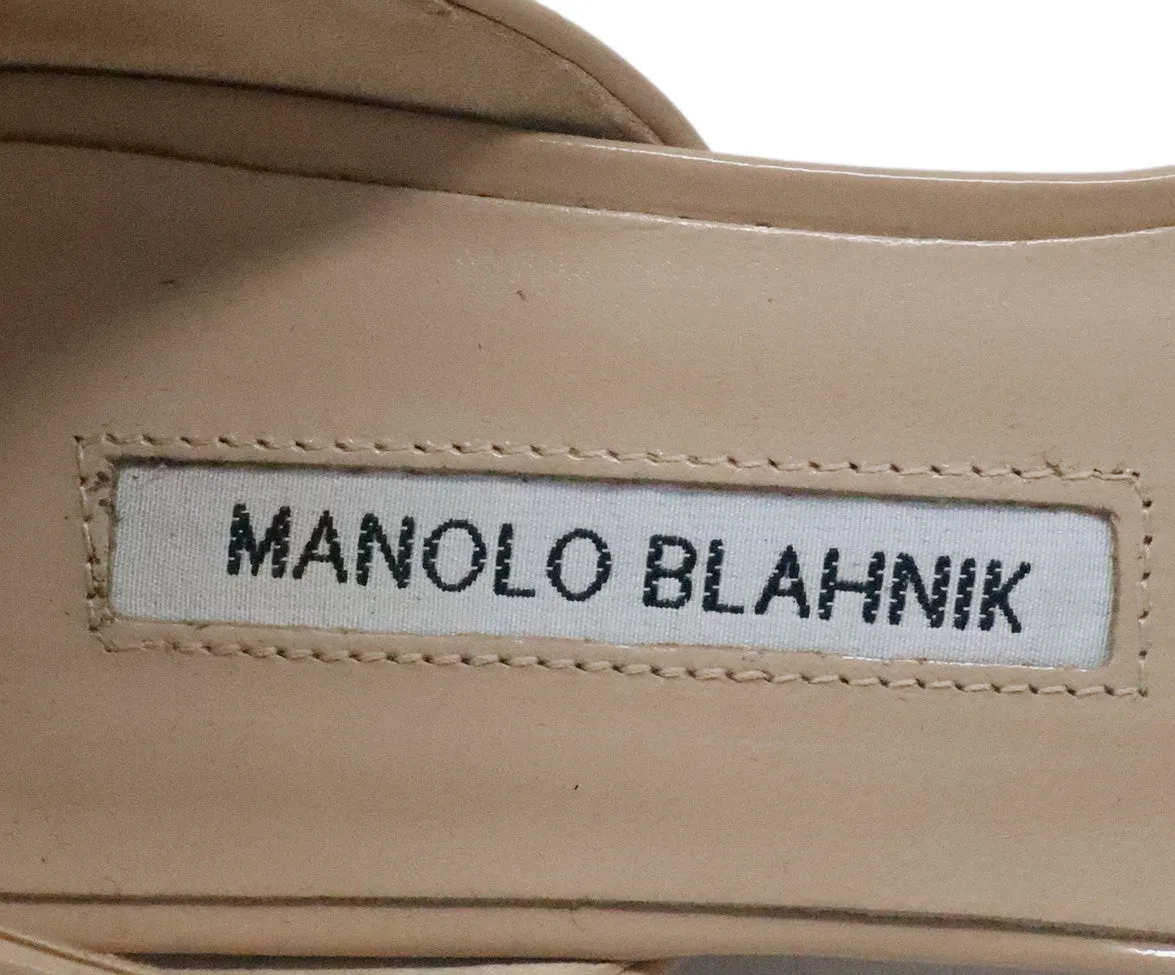 Manolo Blahnik Nude Patent Leather Flats sz 9