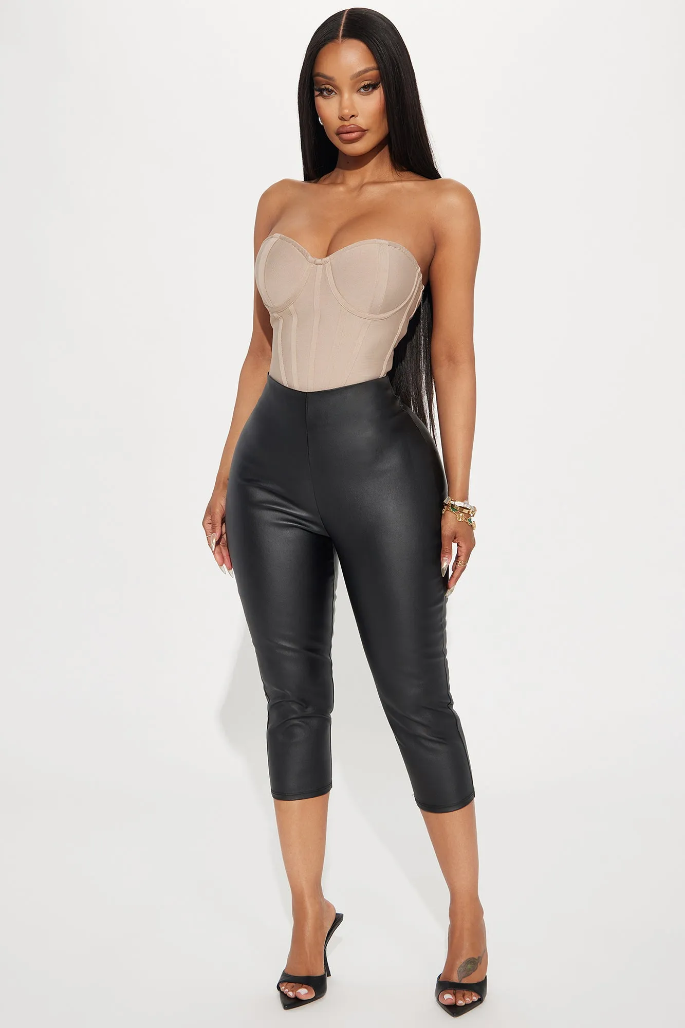 Martini Nights Faux Leather Capri Pant - Black