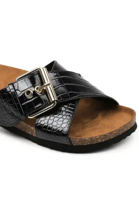 Mathilda Croc Sandal - Sort