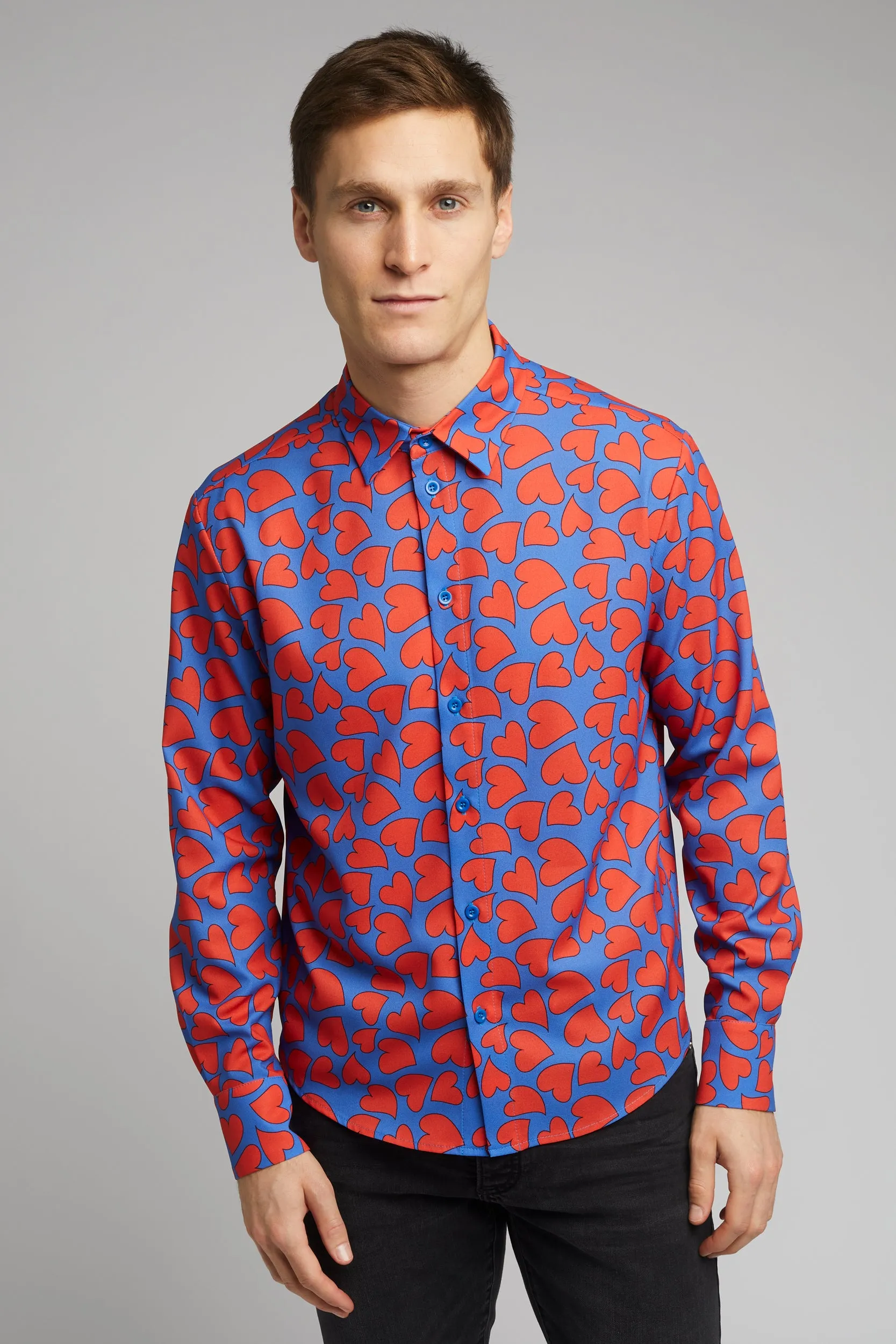 Men's Classic Long Sleeve Shirt in Heart Print