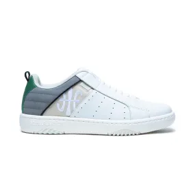 Men's Icon 2.0 White Gray Green Logo Leather Sneakers 06521-084