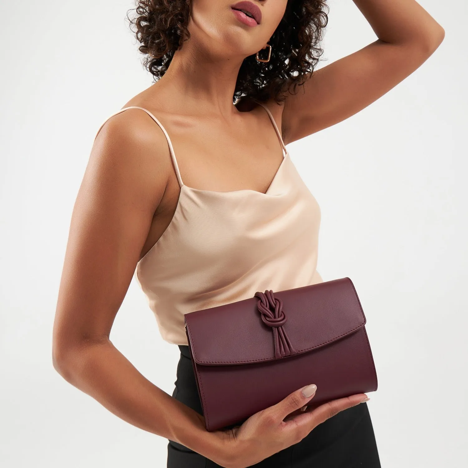 Midi Marylebone, Burgundy Clutch Bag