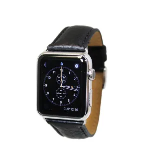 Mitri Genuine Grain Leather Black Watch Strap For Apple Watch