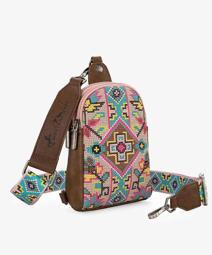 Montana West Embroidered Canvas Sling Bag