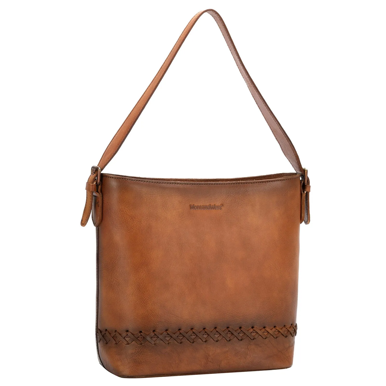 Montana West Whipstitch Genuine Leather Hobo Bag