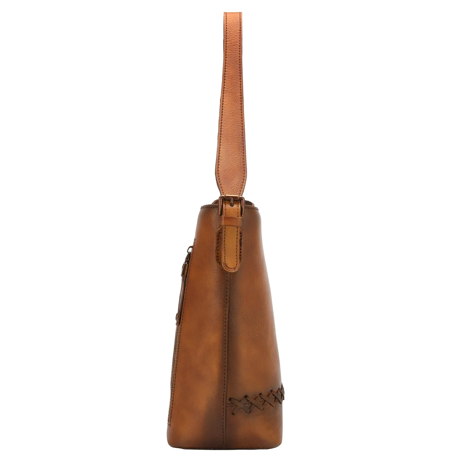 Montana West Whipstitch Genuine Leather Hobo Bag