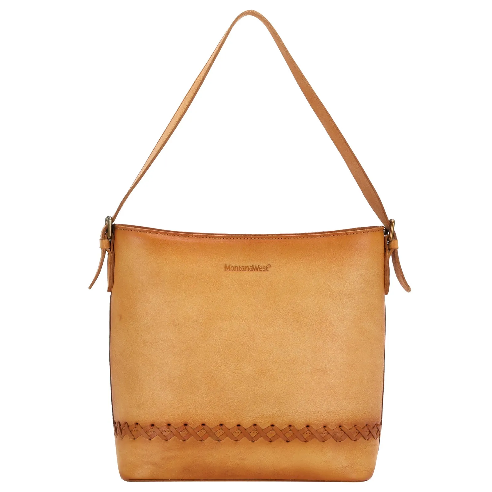 Montana West Whipstitch Genuine Leather Hobo Bag