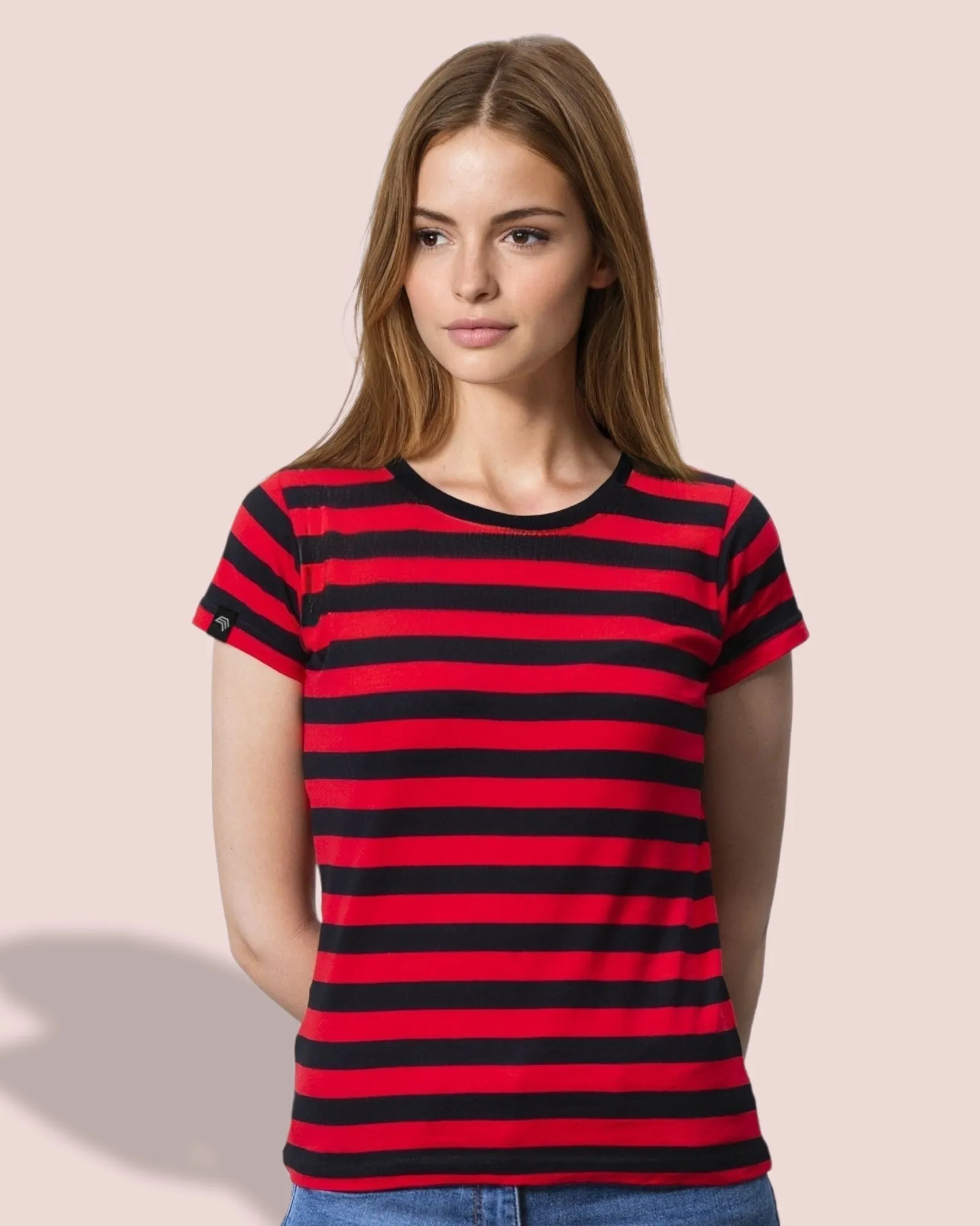 MTS M110 ― Weiches Damen Stripy Bio-Baumwolle T-Shirt - Schwarz / Weiß