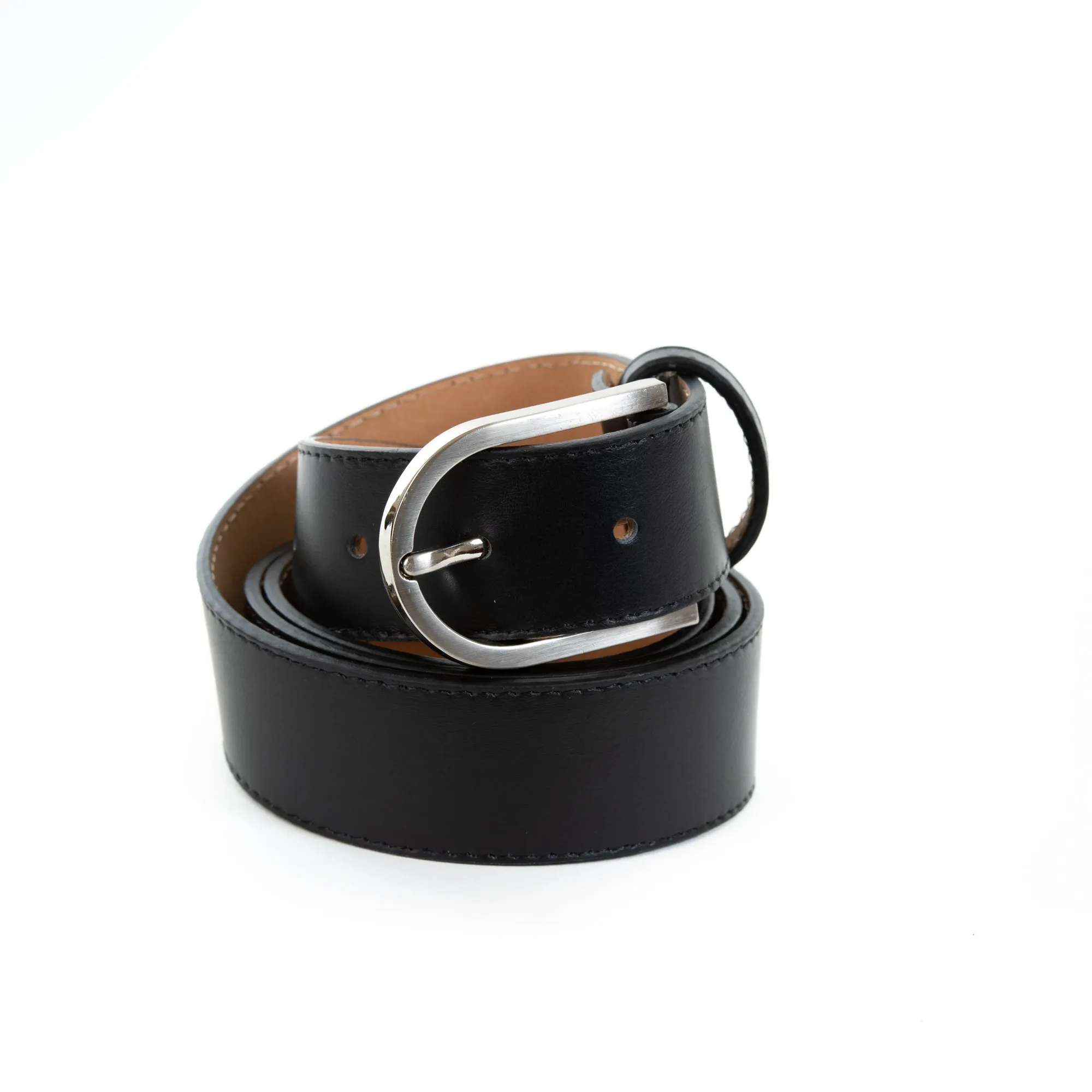 Navy Real Italian Leather Wide Belt