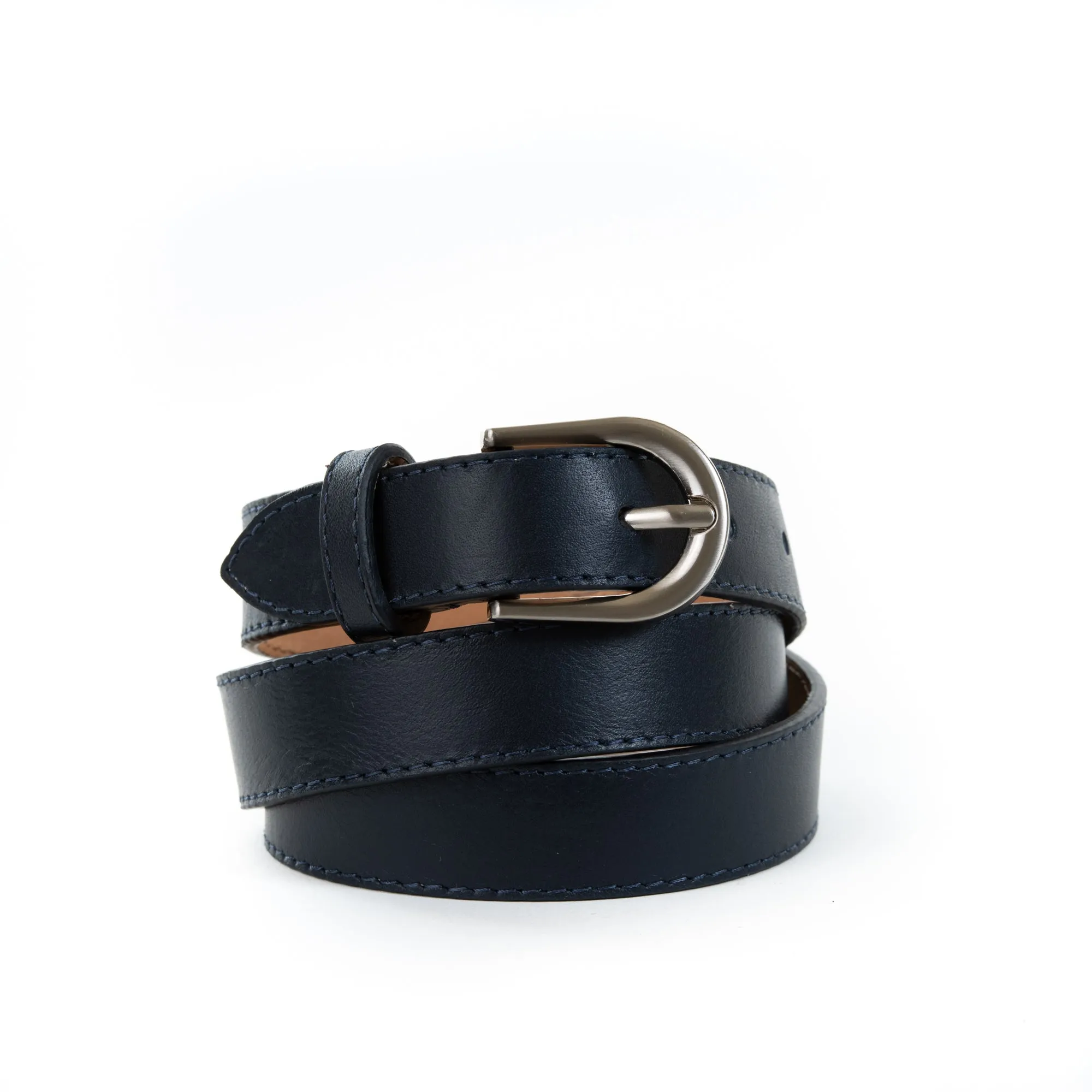 Navy Real Italian Leather Wide Belt