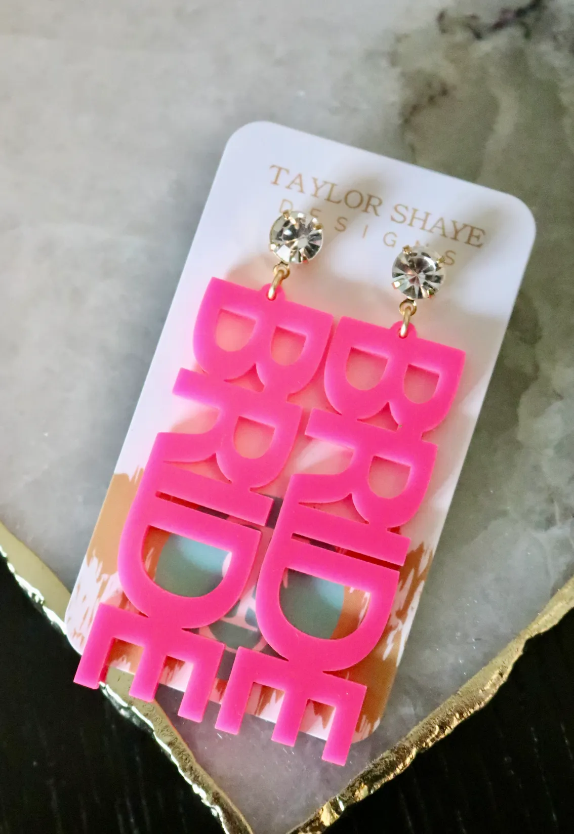 Neon Pink Bride Earrings