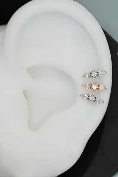 'Nine' White Diamond Stud