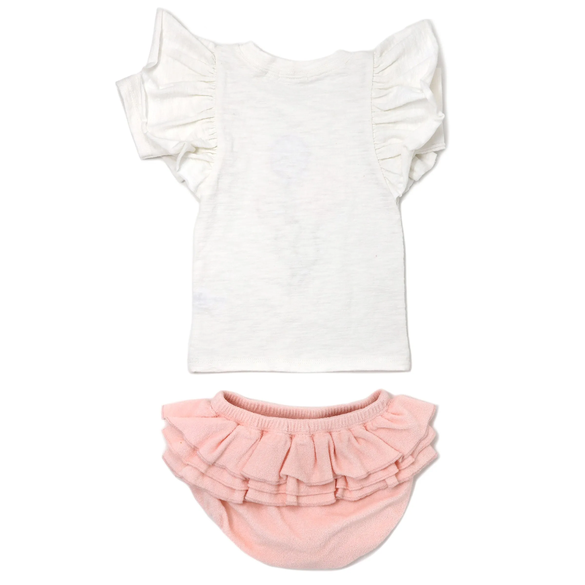 oh baby! Butterfly Slub Tee with Terry Tushie - Balloons - Pale Pink