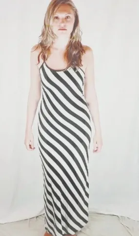 Open Back Striped Maxi Dress