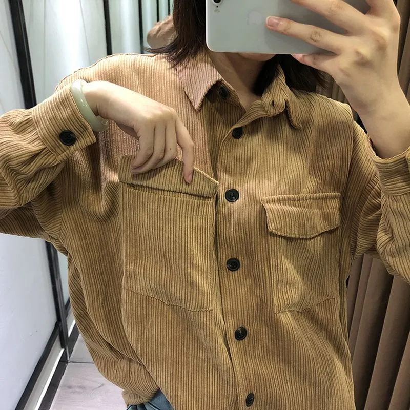 Oversized Fit Tailored Corduroy Shirt Cord Trucker Jacket