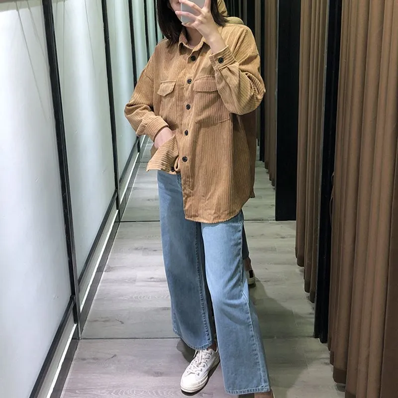 Oversized Fit Tailored Corduroy Shirt Cord Trucker Jacket