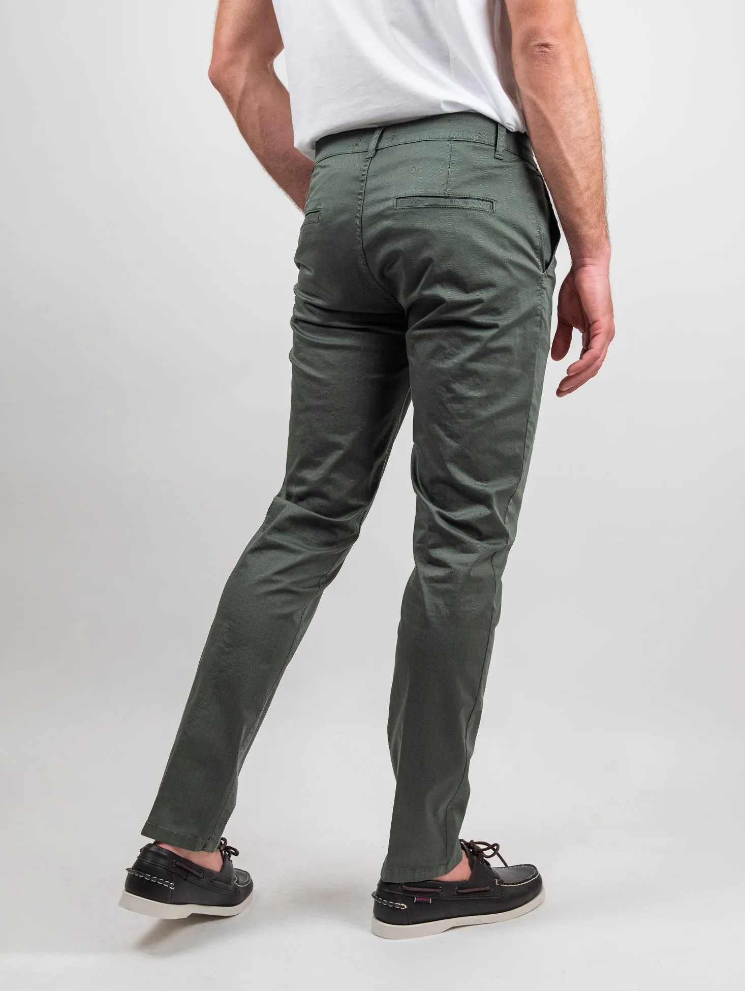 Pantalone tasca a filo in cotone spigato verde militare