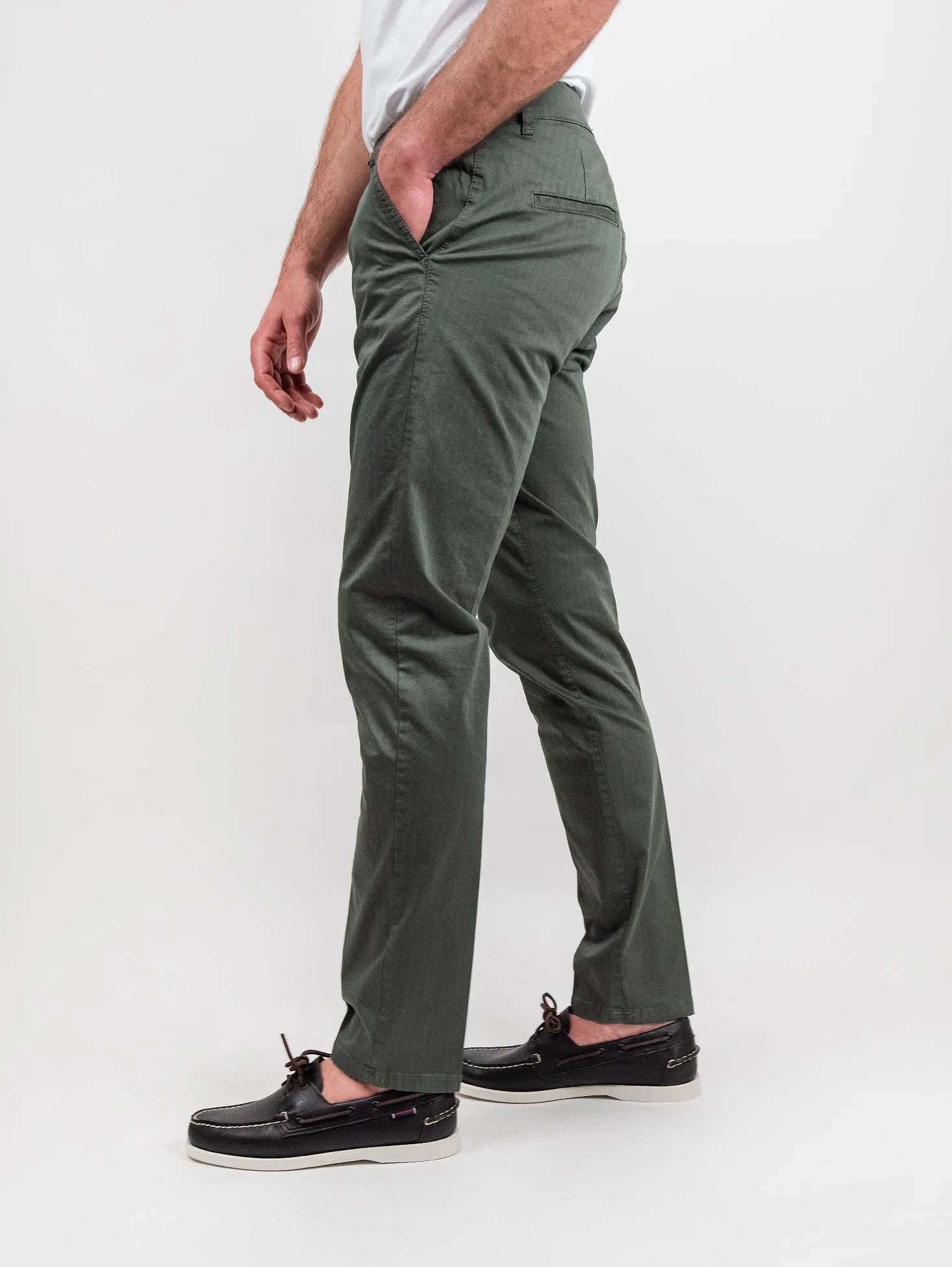 Pantalone tasca a filo in cotone spigato verde militare