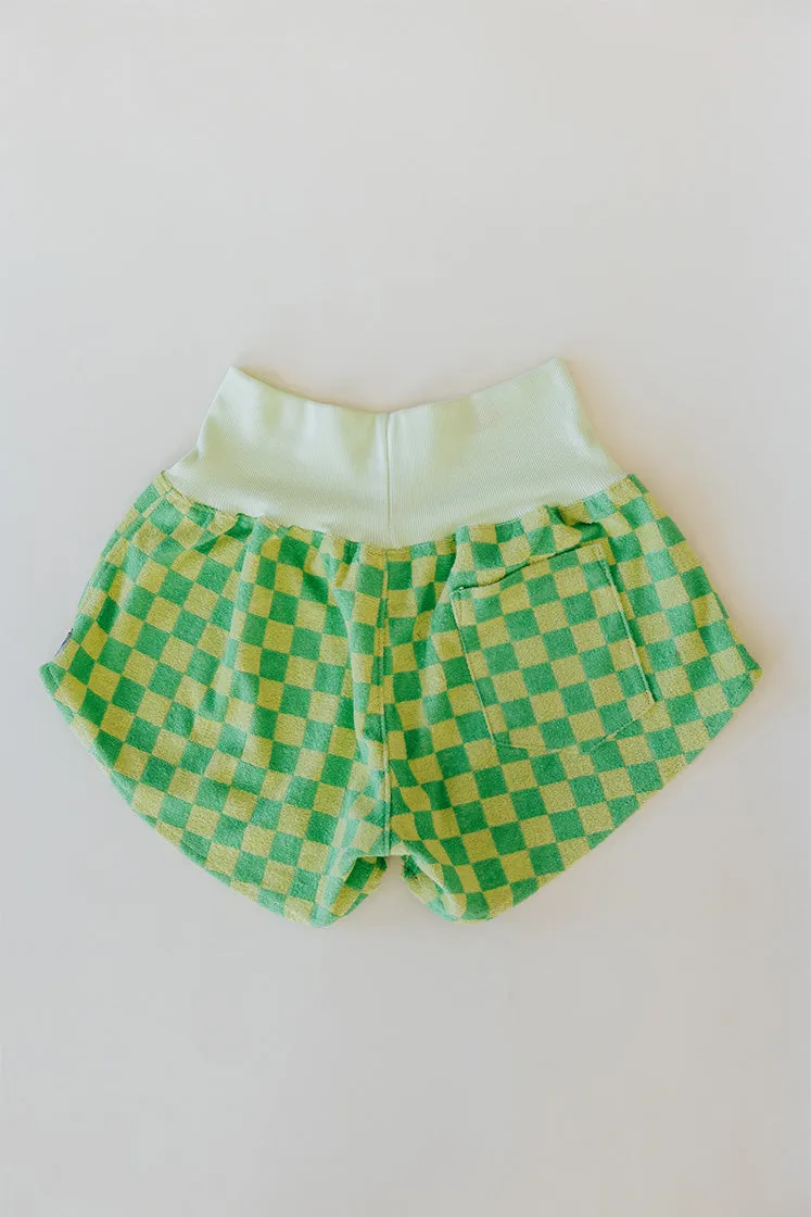 Pau Hana Shorts - Lemon   Lime Checkerboard Terrycloth