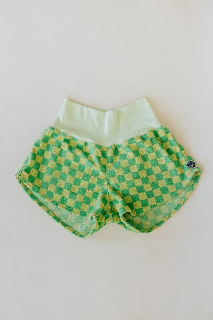 Pau Hana Shorts - Lemon   Lime Checkerboard Terrycloth