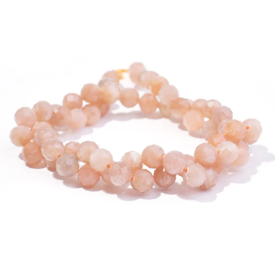 Peach Moonstone 6mm Round Faceted A Grade - 15-16 Inch