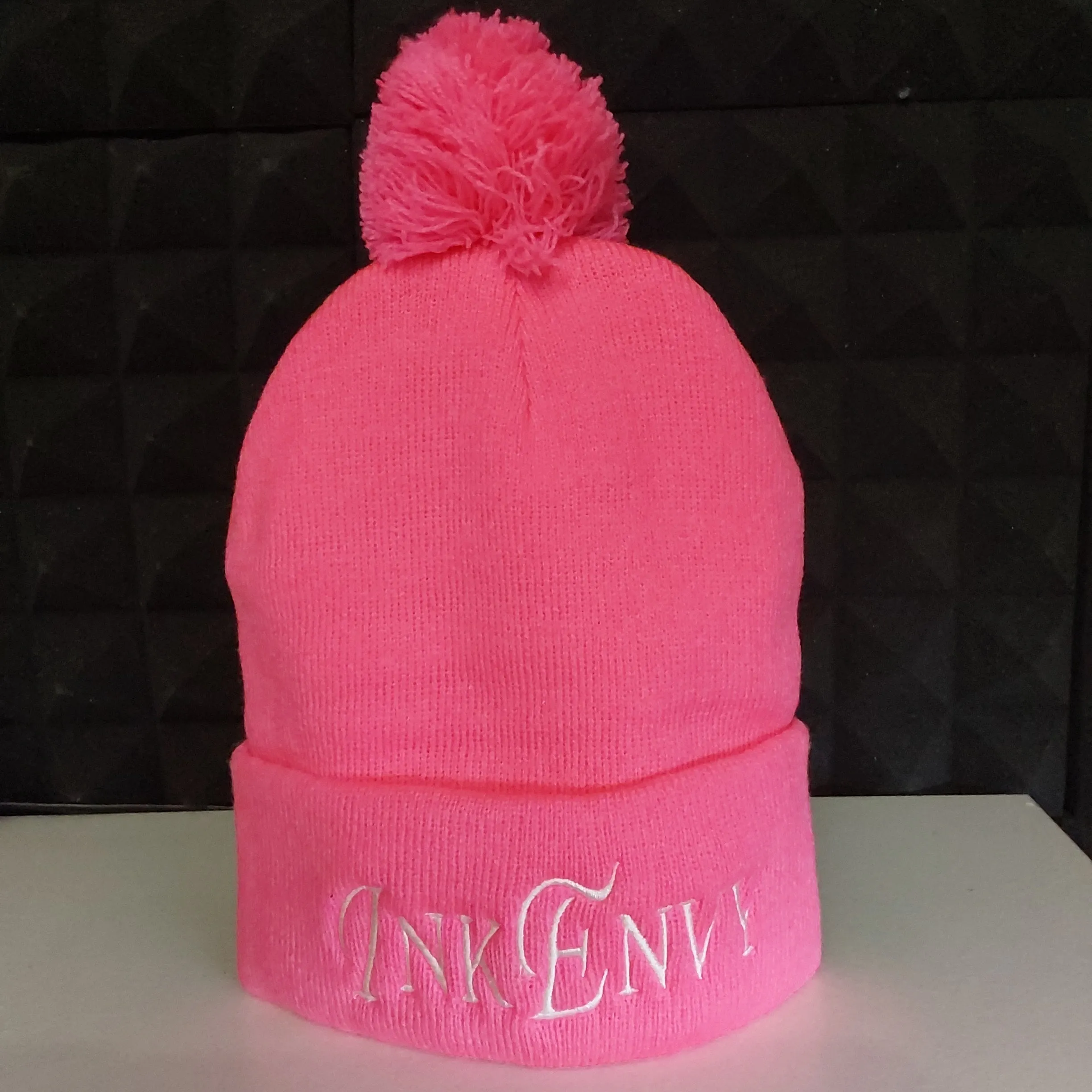 Pink InkEnvy Beanie with Pompom