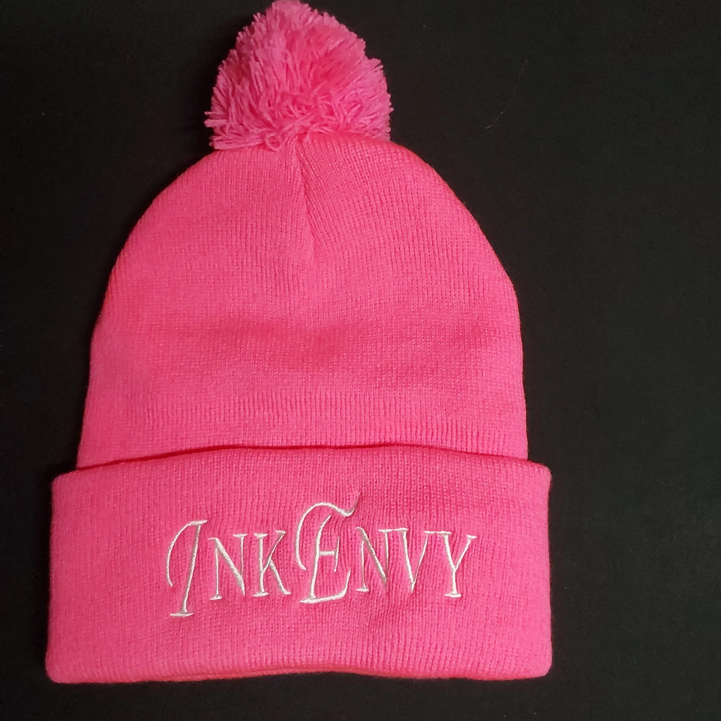 Pink InkEnvy Beanie with Pompom