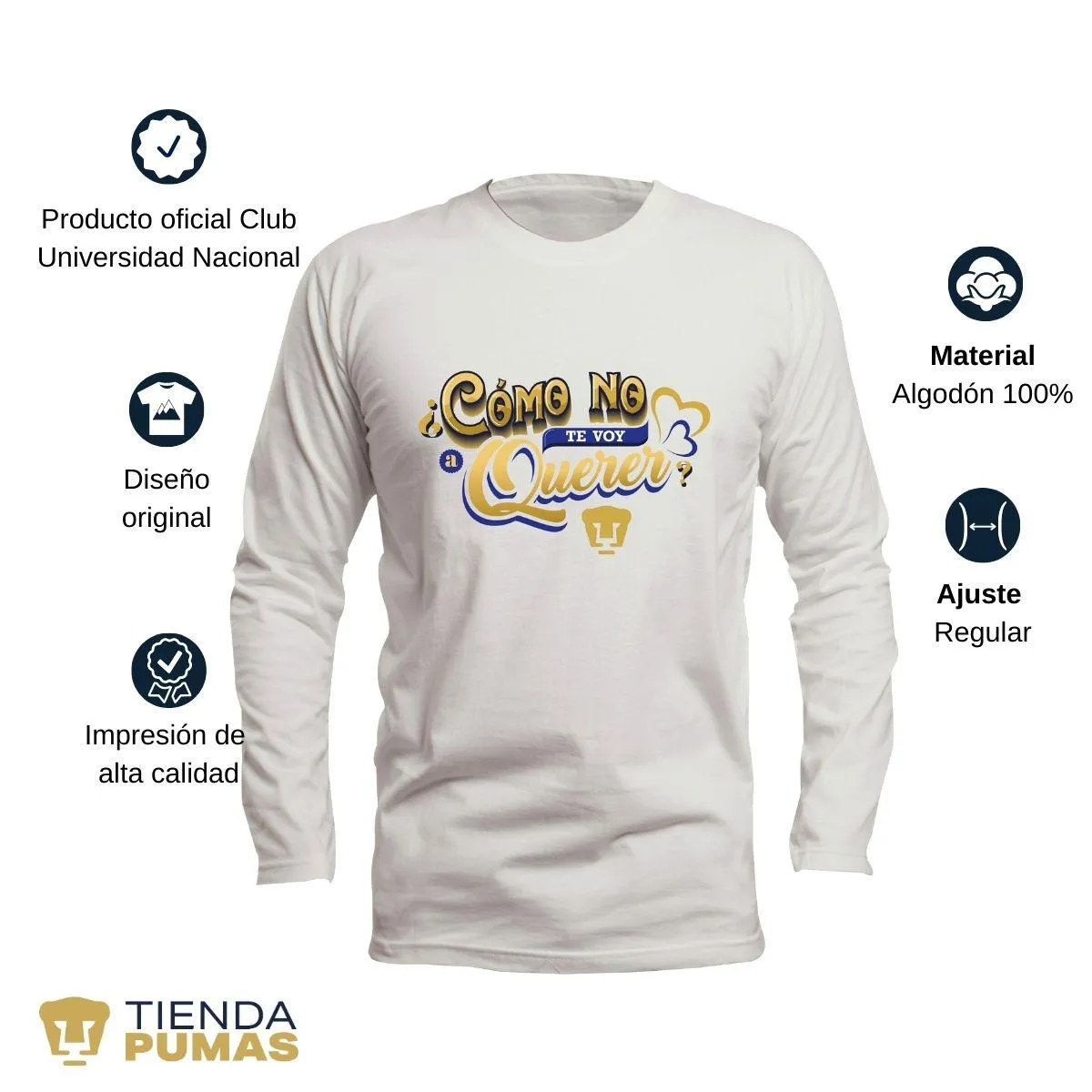 Playera Pumas UNAM Hombre Cómo No Te Voy A Querer OD77347