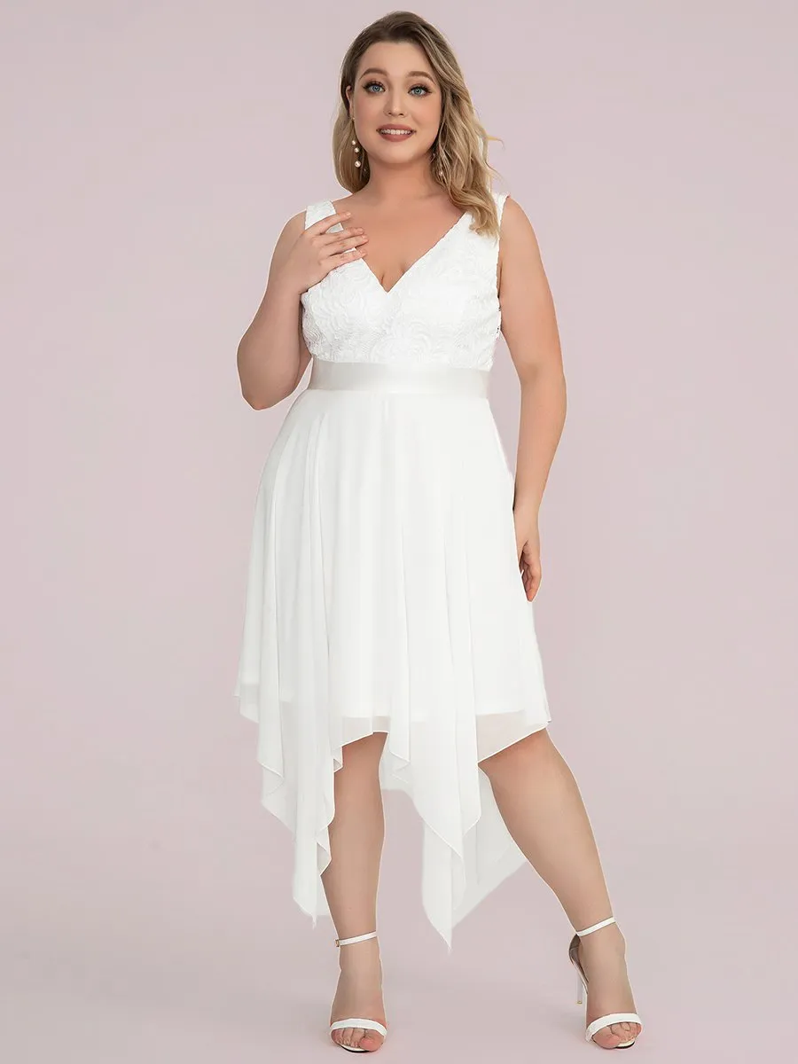 Plus Size Deep V Neck Asymmetrical Hem Sleeveless Wholesale Dresses