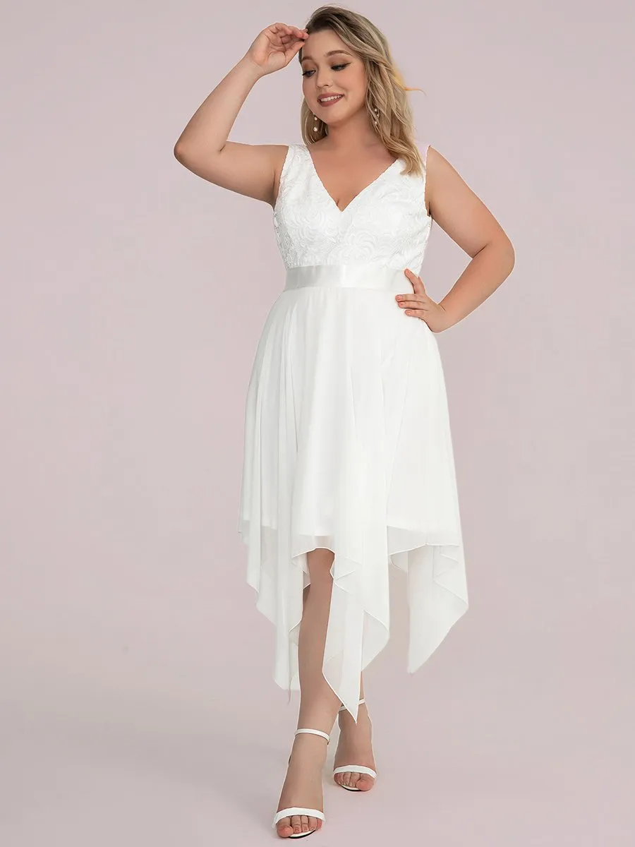 Plus Size Deep V Neck Asymmetrical Hem Sleeveless Wholesale Dresses