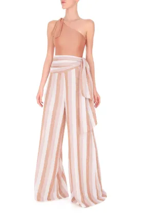 Porto Striped Wide Pants with Sash