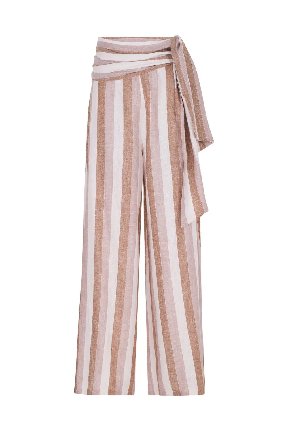 Porto Striped Wide Pants with Sash