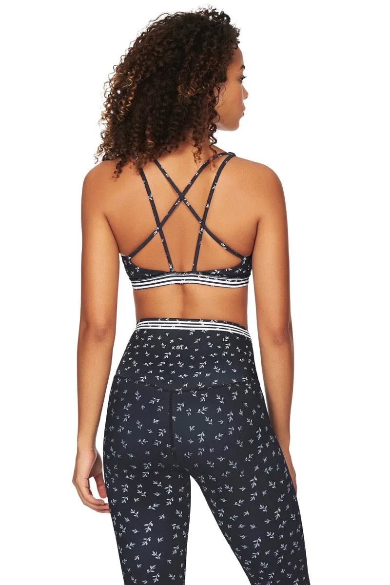 Prana Strappy Bra in Navy Floral