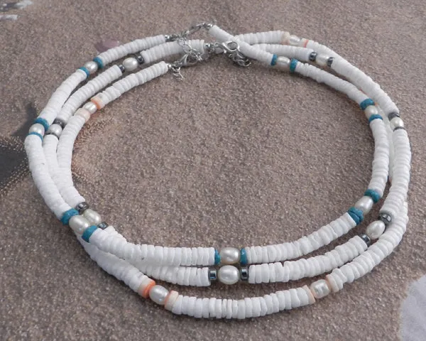 Puka Shell with Pearl Accents Necklace