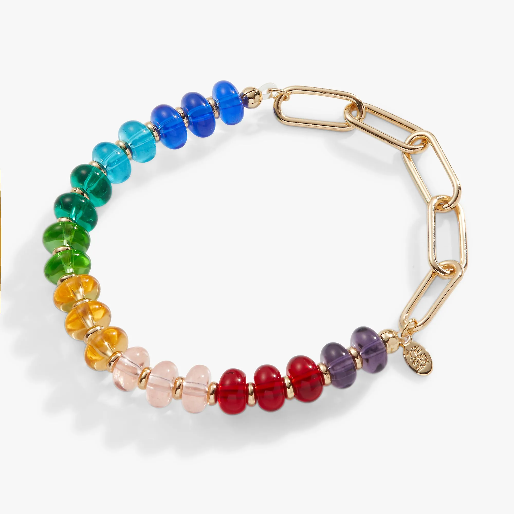 Rainbow Beaded   Chain Stretch Bracelet