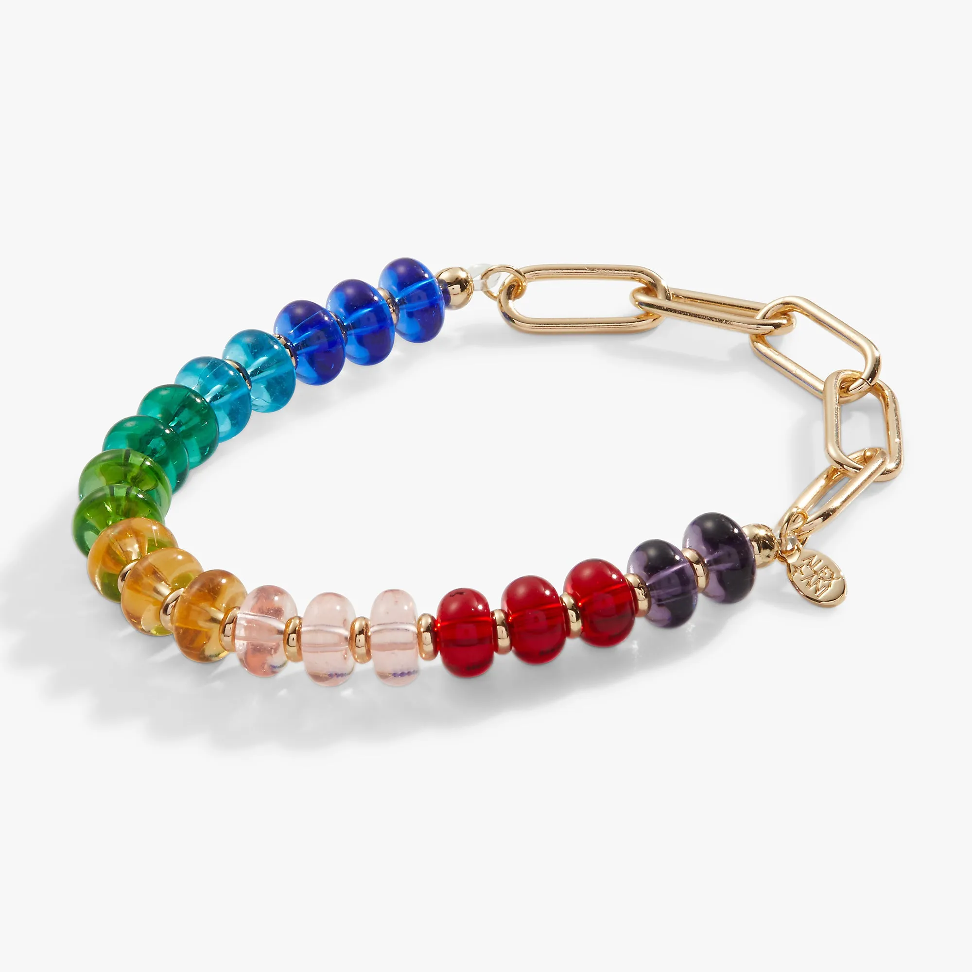 Rainbow Beaded   Chain Stretch Bracelet