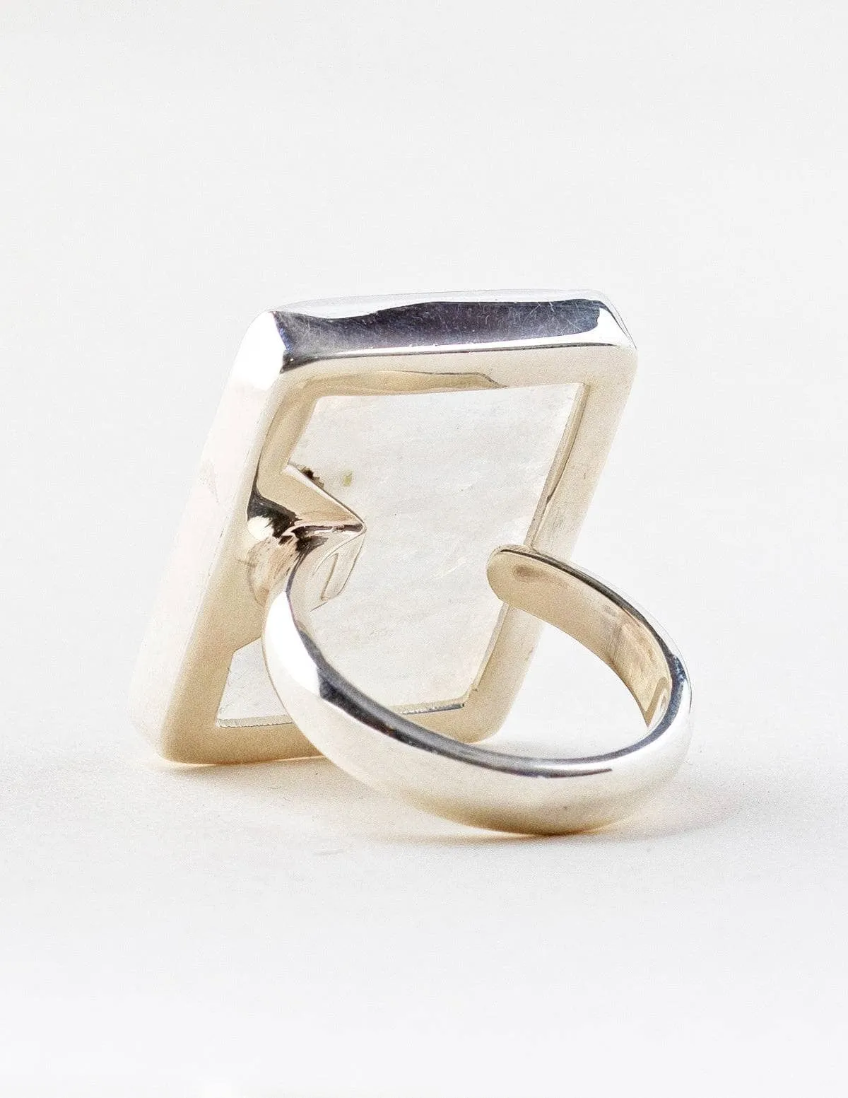 Rainbow Moonstone Square Cut Ring - Adjustable