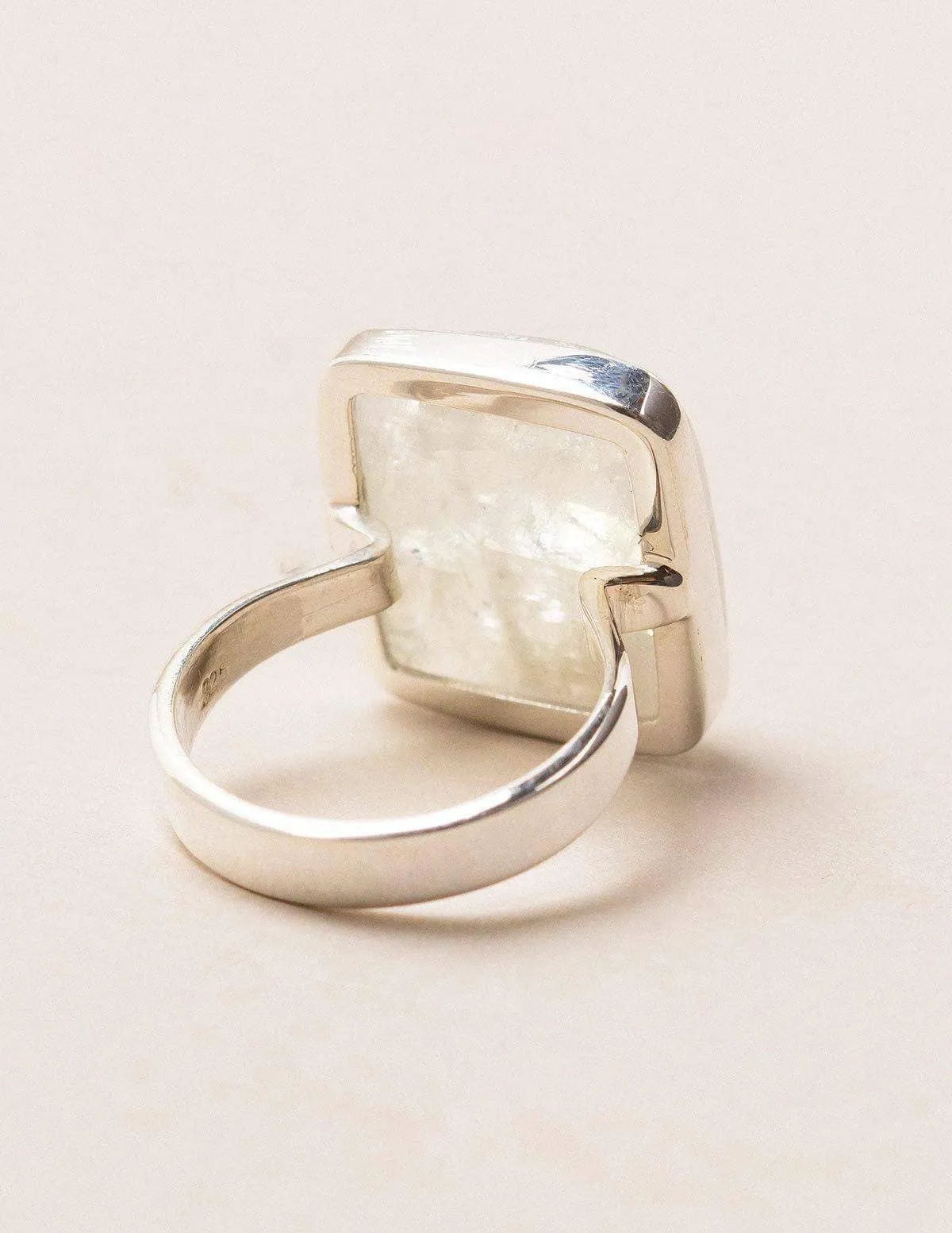 Rainbow Moonstone Square Cut Ring - Adjustable