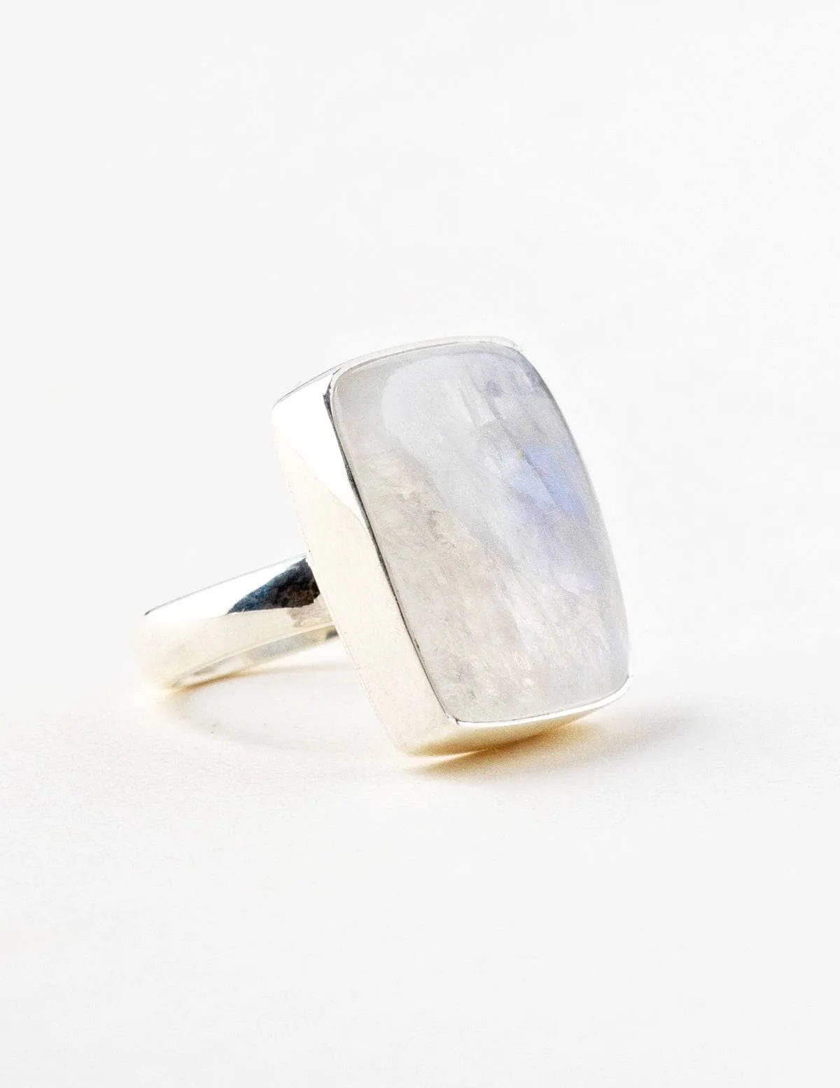 Rainbow Moonstone Square Cut Ring - Adjustable