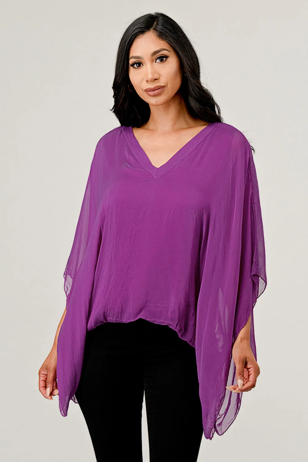 Raw Moda V Neck Italian Silk Top