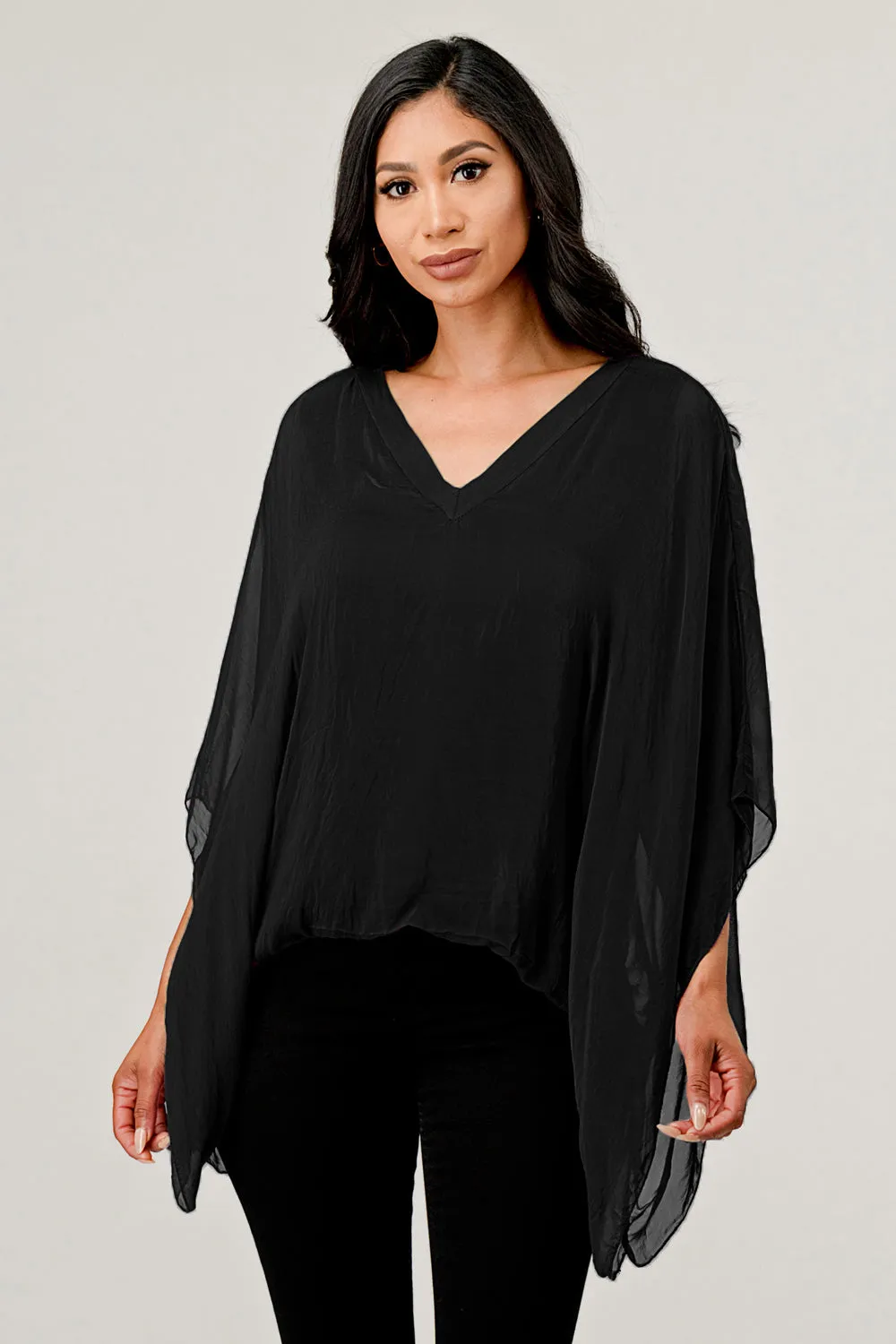 Raw Moda V Neck Italian Silk Top