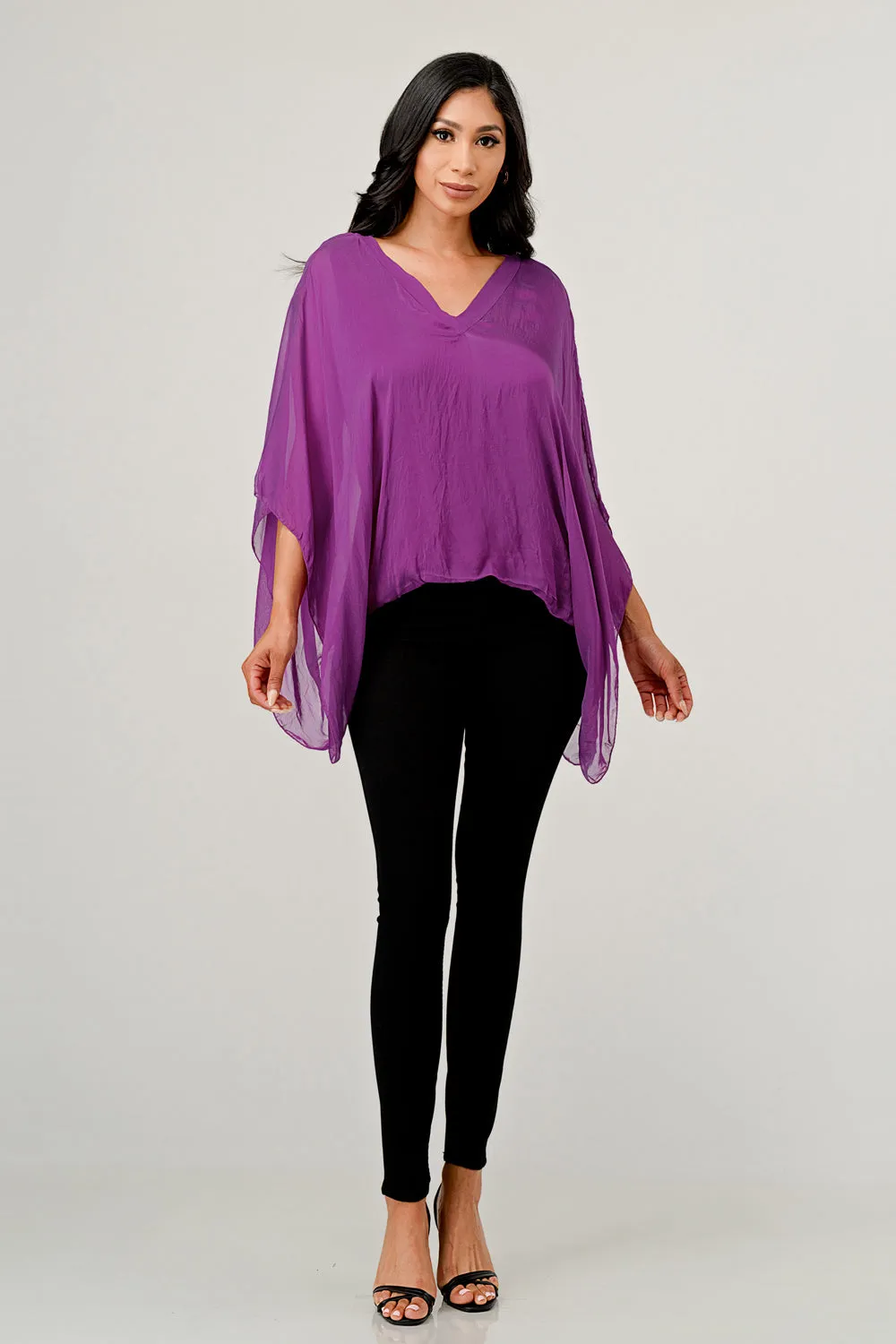 Raw Moda V Neck Italian Silk Top