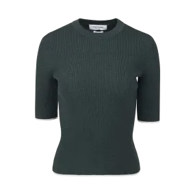 Ribbed-Knit T-Shirt with Tipping