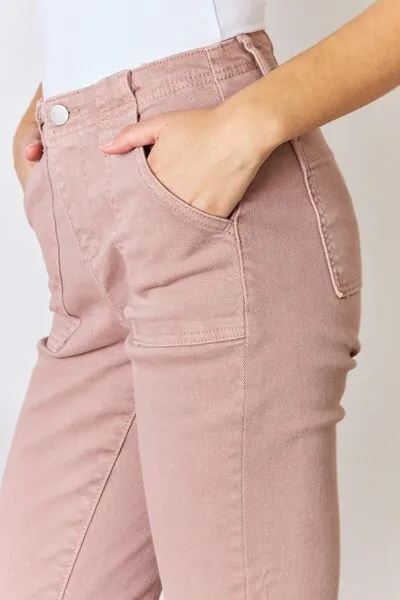 RISEN High Rise Ankle Flare Jeans in Mauve