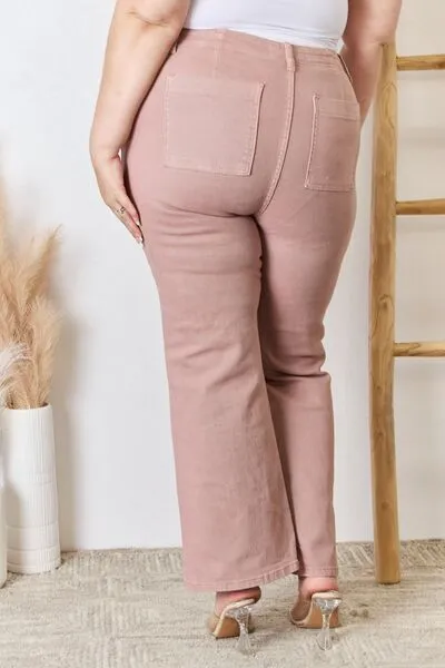 RISEN High Rise Ankle Flare Jeans in Mauve